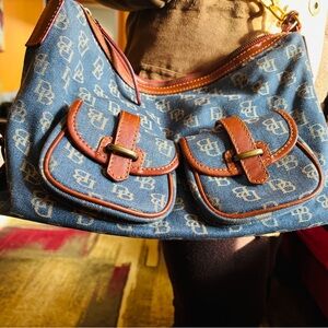 Stylish Blue and Brown Handbag